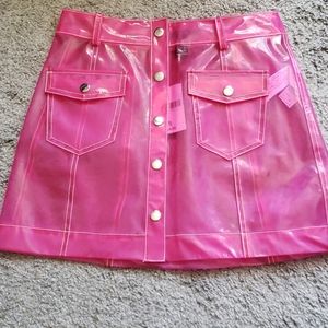 COPY - Pink plastic mini skirt.